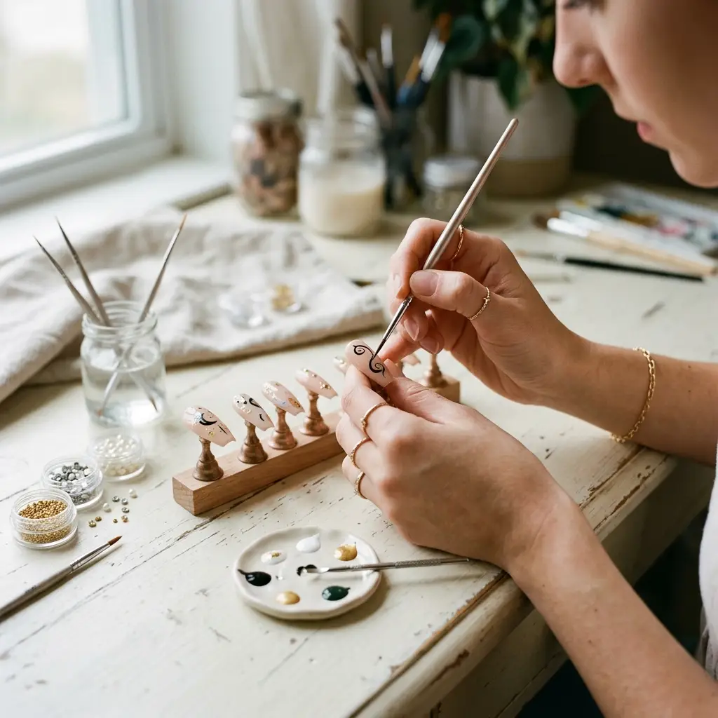 Créatrice Glam Nails dans son atelier